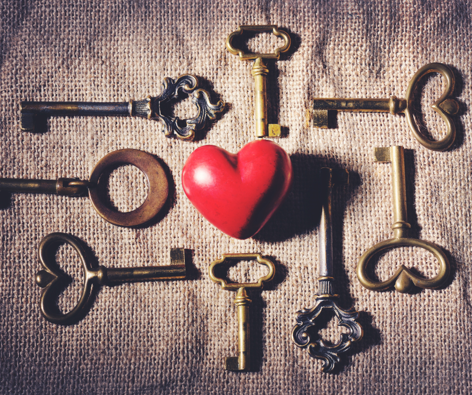 bunch of keys with heart in the center